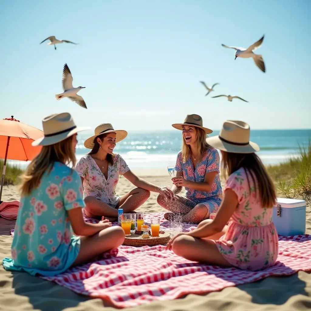 Свет маяка на фоне заката над побережьем Северной Каролины.